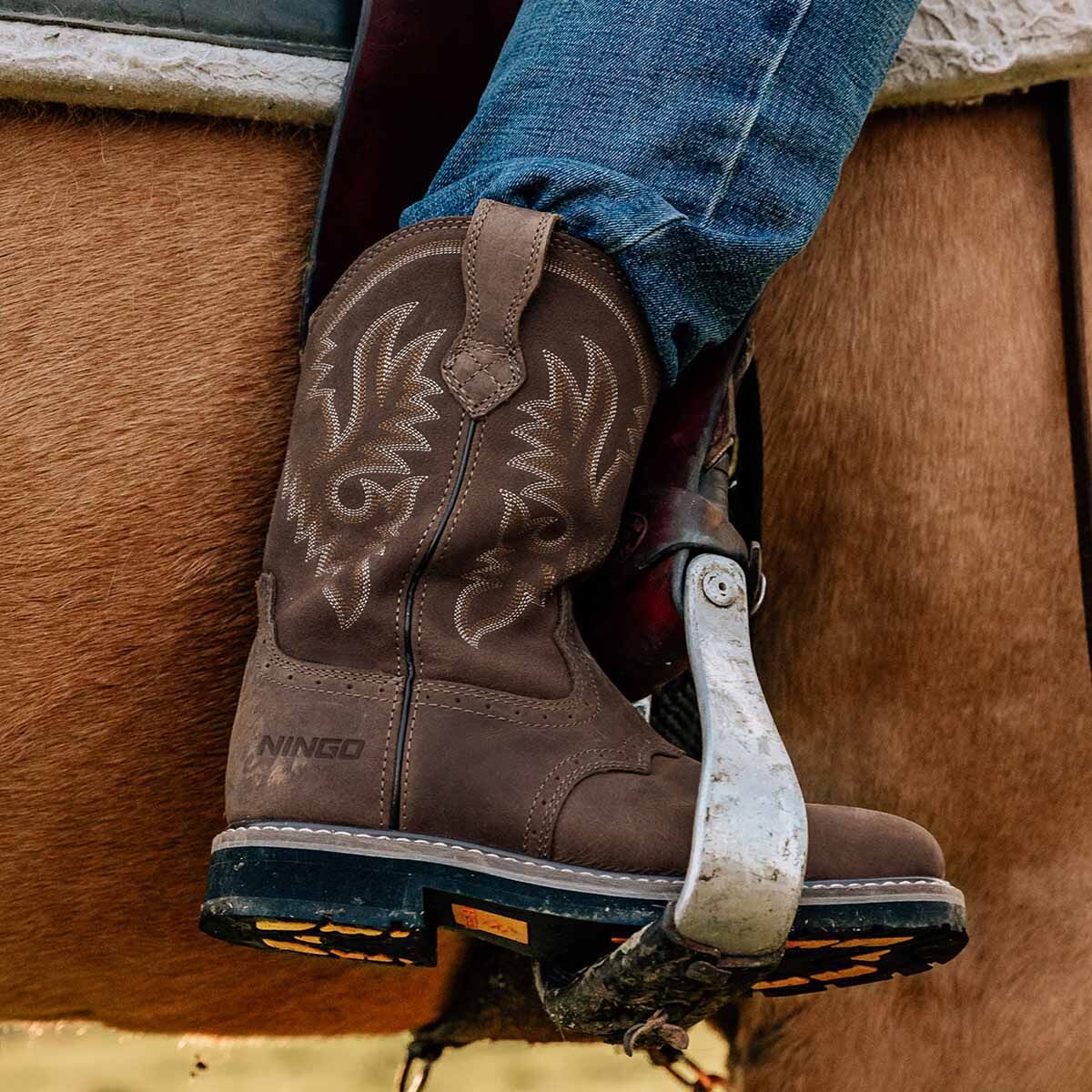 Men's Steel Toe Western Work Boots Brown image9