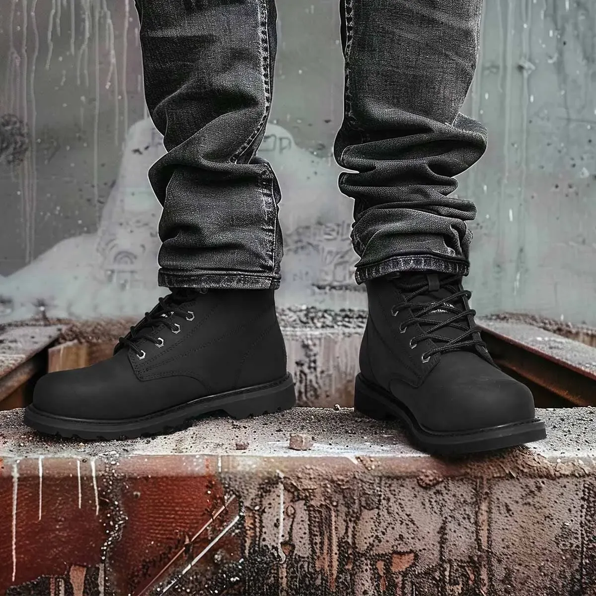 Men's TitanGuard Leather Martin Boots Black image8