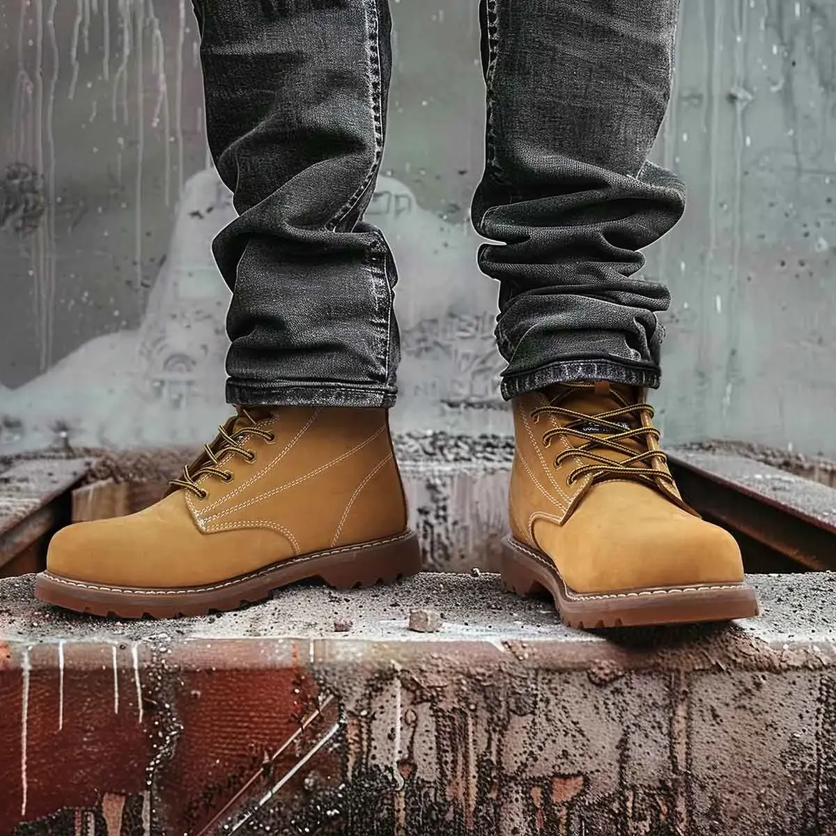 Men's TitanGuard Leather Martin Boots Yellow image7 Men's TitanGuard Leather Martin Boots Yellow image7