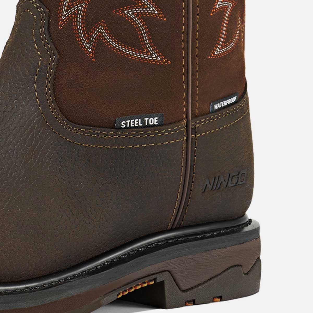 Men's Western Waterproof Steel Toe Boots Brown image6