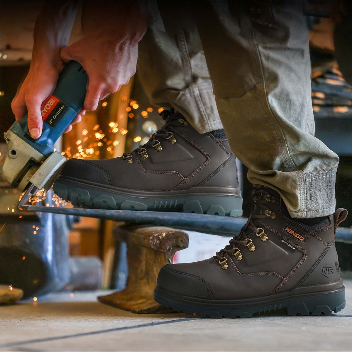 Men's TitanGuard Steel Toe Work Boots Brown image8