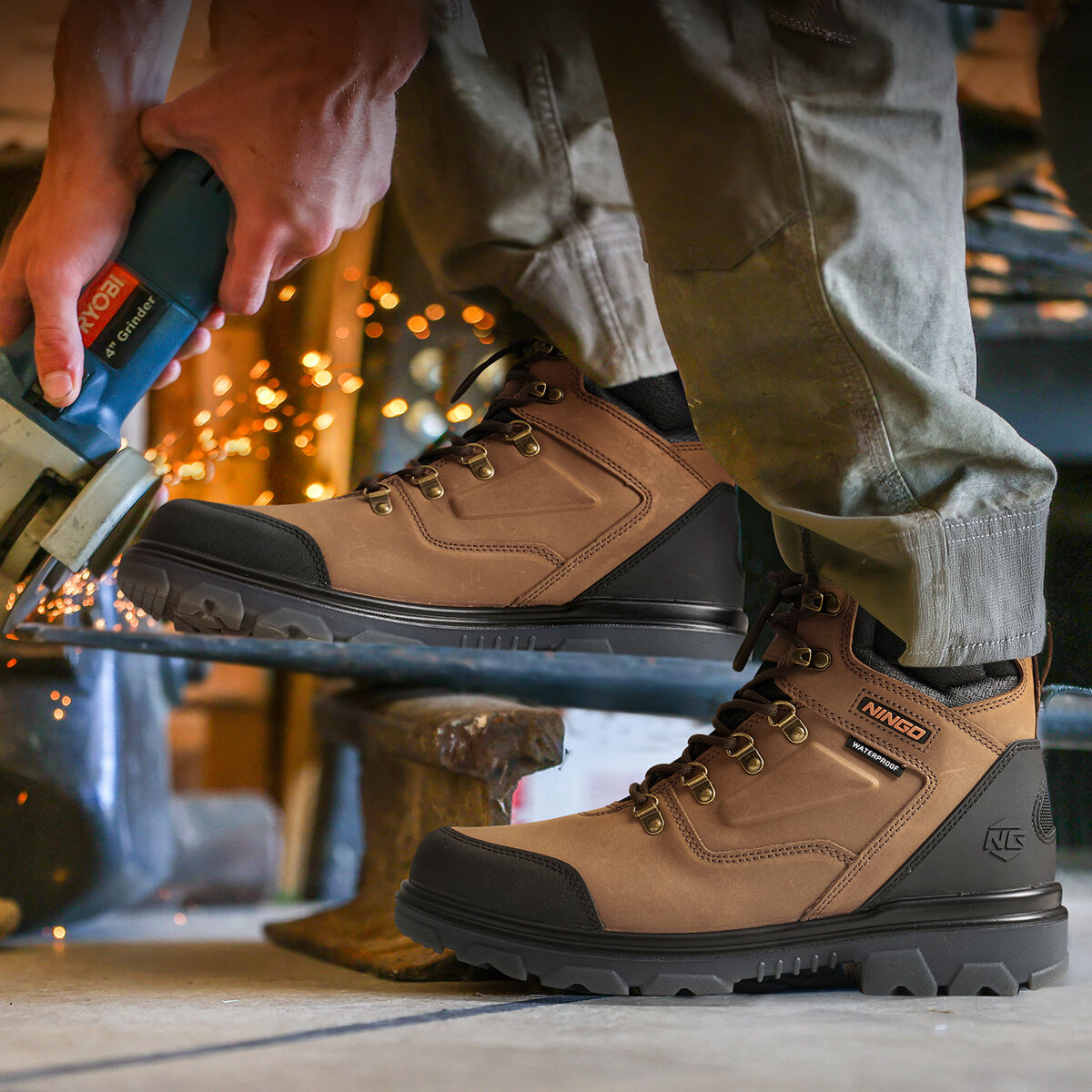 Men's TitanGuard Steel Toe Work Boots Camel image7