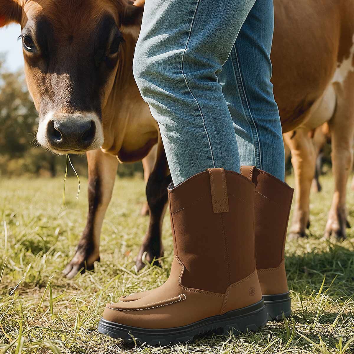 Men's Moc Toe Wellington Boots Tan image8