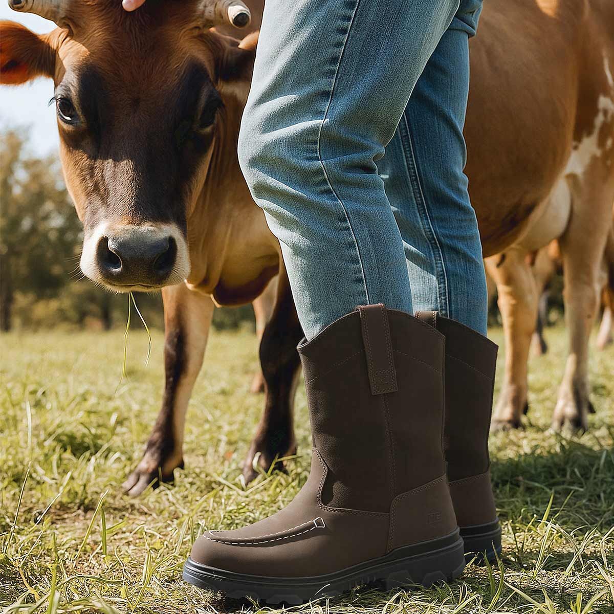 Men's Moc Toe Wellington Boots Brown image8