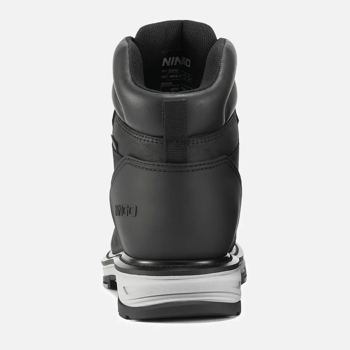 Men's Steel Toe Leather Work Boots Black image4
