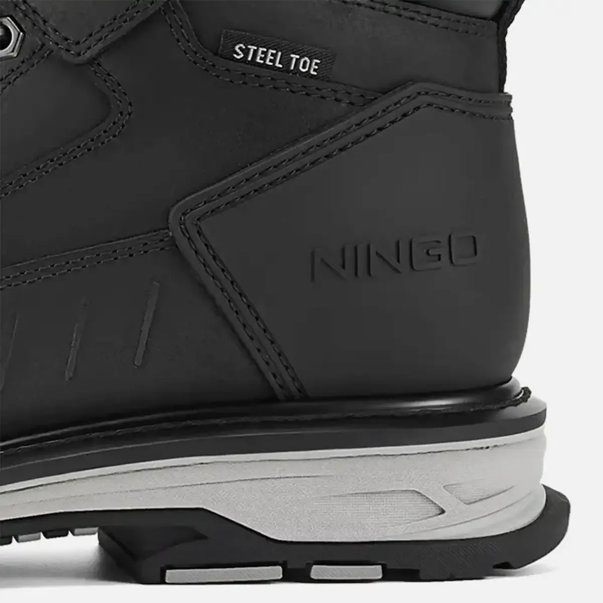 Men's Steel Toe Leather Work Boots Black image6