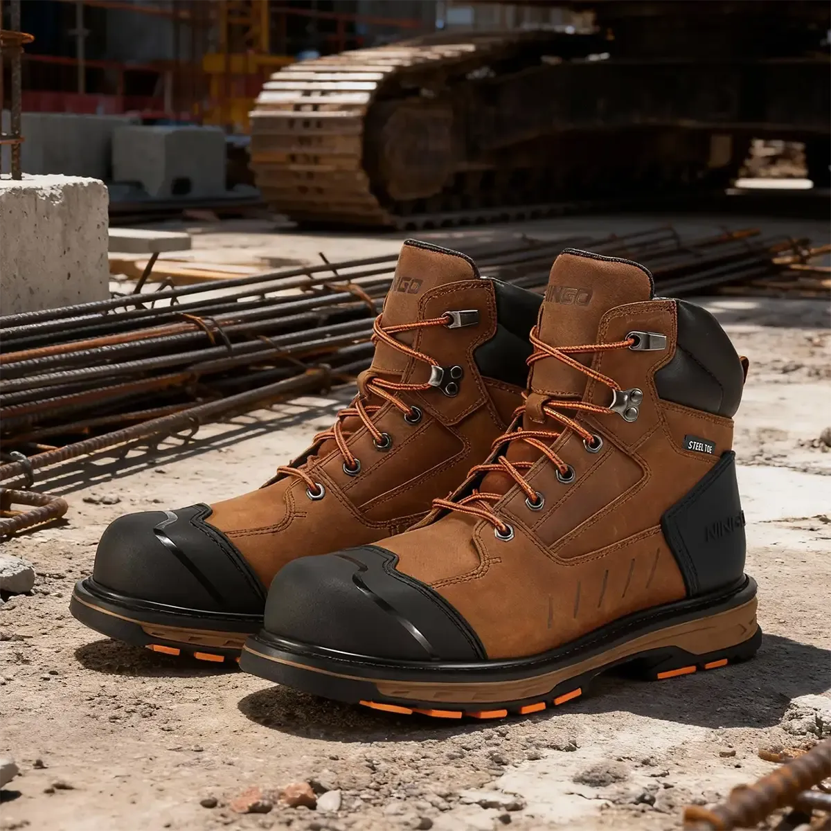 Men's Steel Toe Leather Work Boots Brown image7 Men's Steel Toe Leather Work Boots Brown image7