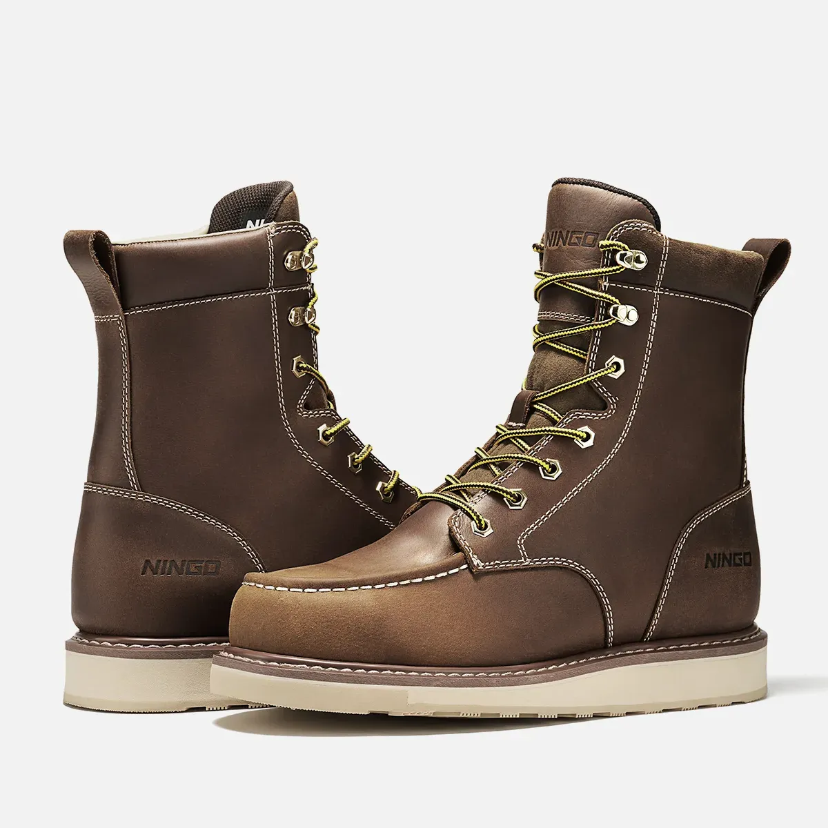 Men's Moc Toe Waterproof Safety Boots Brown image7