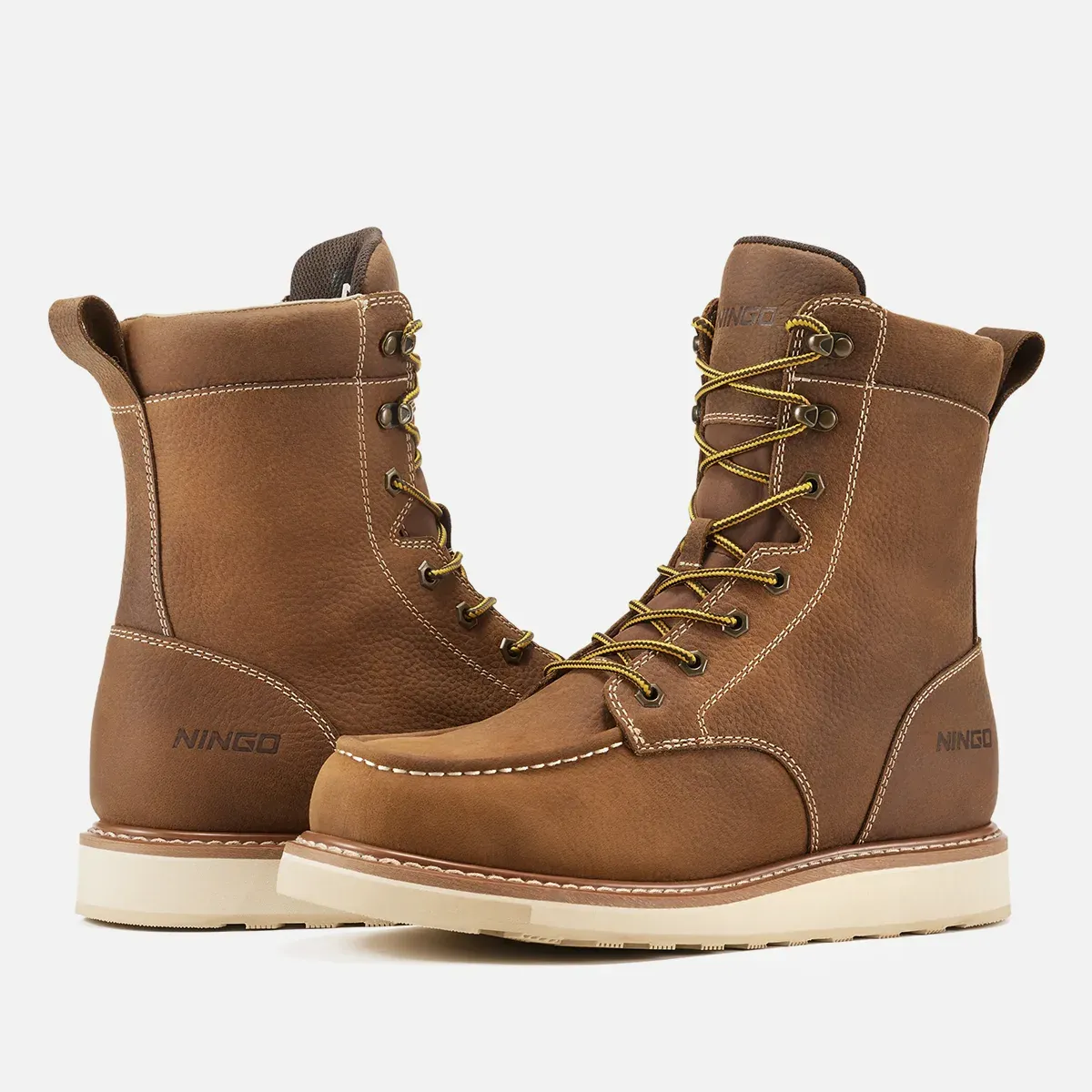 Men's Moc Toe Waterproof Safety Boots Tan image7