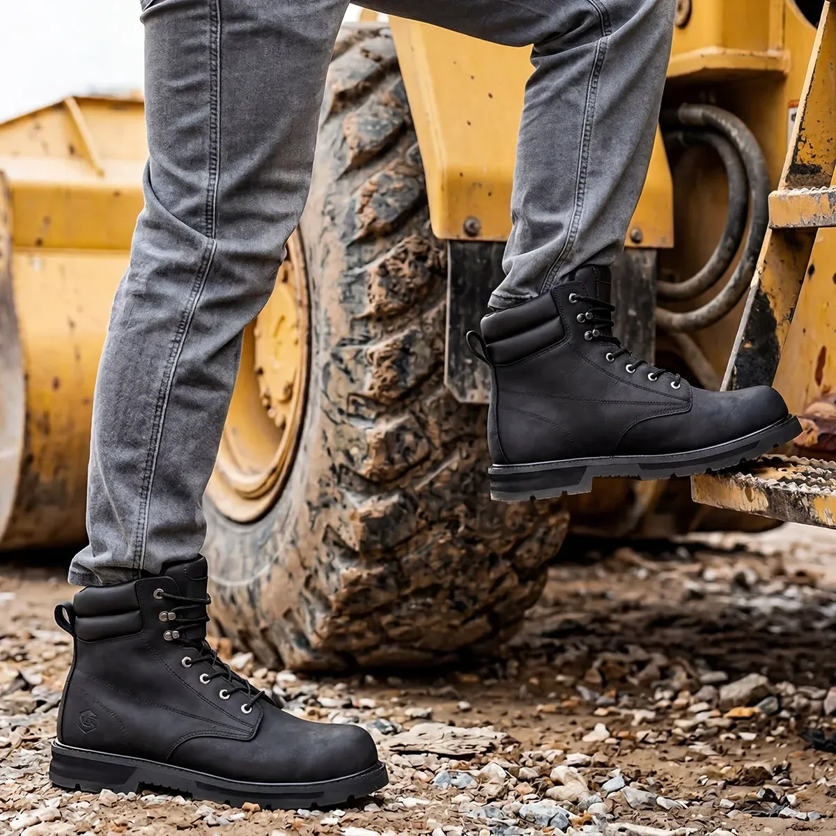 Men's RoverLeather Steel Toe Work Boots Black image7
