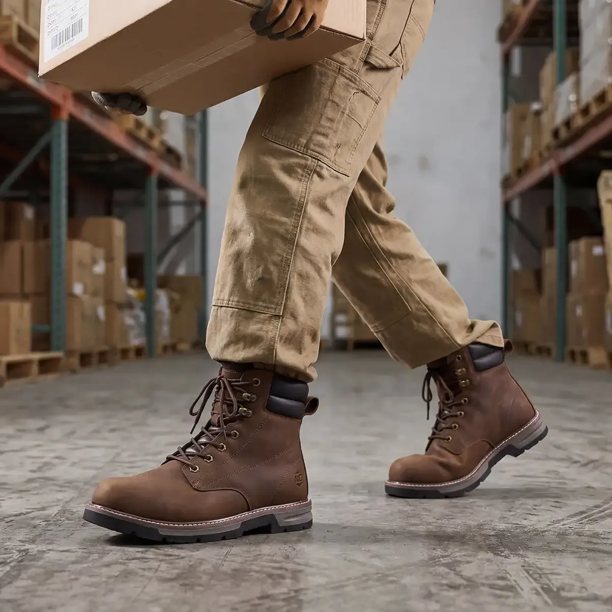 Men's RoverLeather Steel Toe Work Boots Brown image7