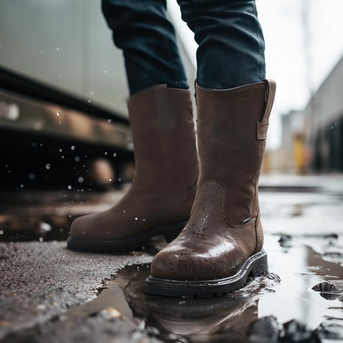 Men's Waterproof Wellington Work Boots Brown image9