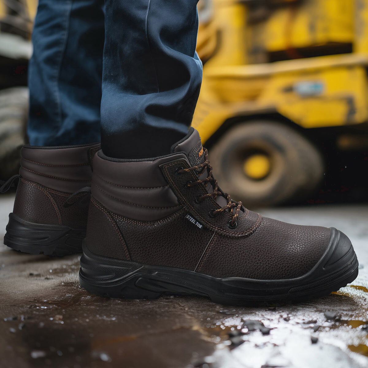 Men's Steel Toe Work Boots Brown image8