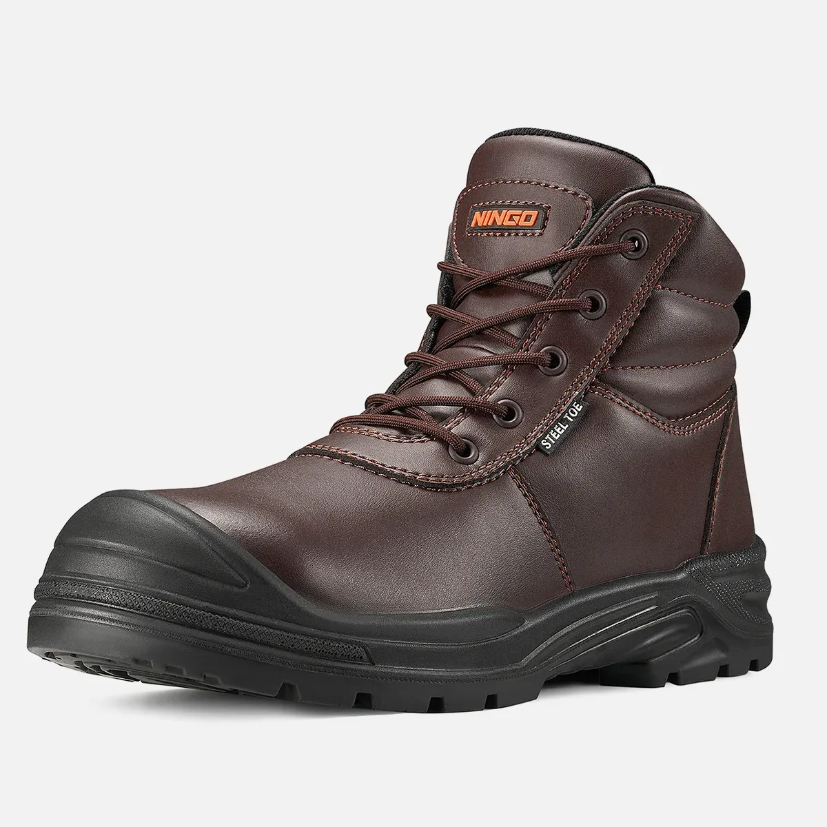 Men's Steel Toe Work Boots Dark Brown image1 Men's Steel Toe Work Boots Dark Brown image1