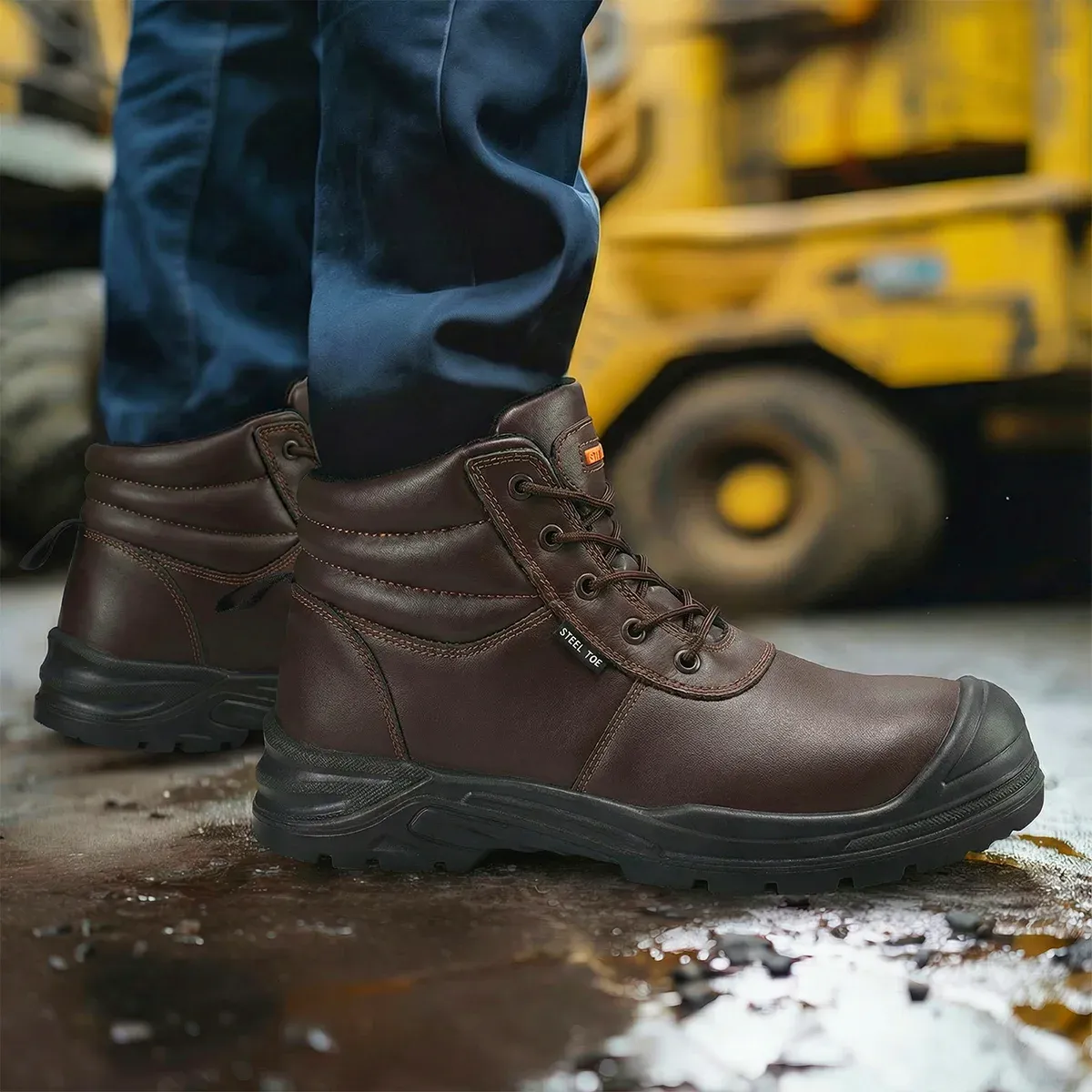 Men's Steel Toe Work Boots Dark Brown image8 Men's Steel Toe Work Boots Dark Brown image8