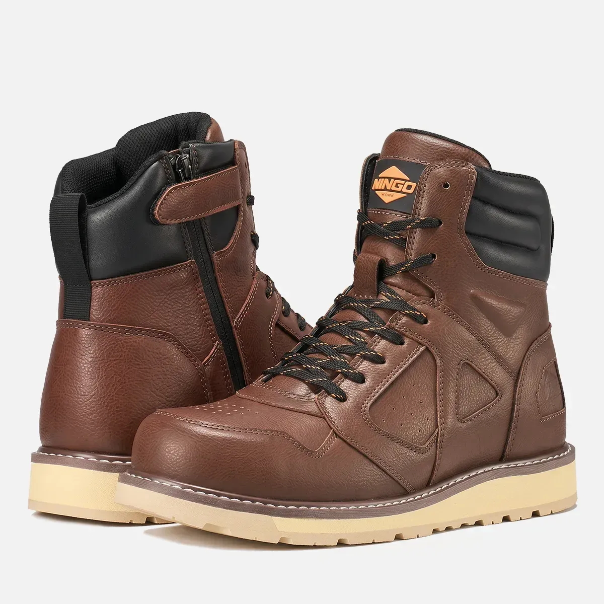 Men's IronArc Steel Toe Side-Zipper Work Boots Brown image7