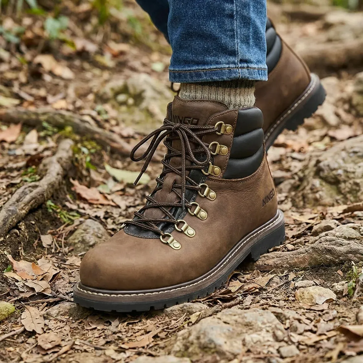 Men's RuggedWay Steel Toe Work Boots Brown image8
