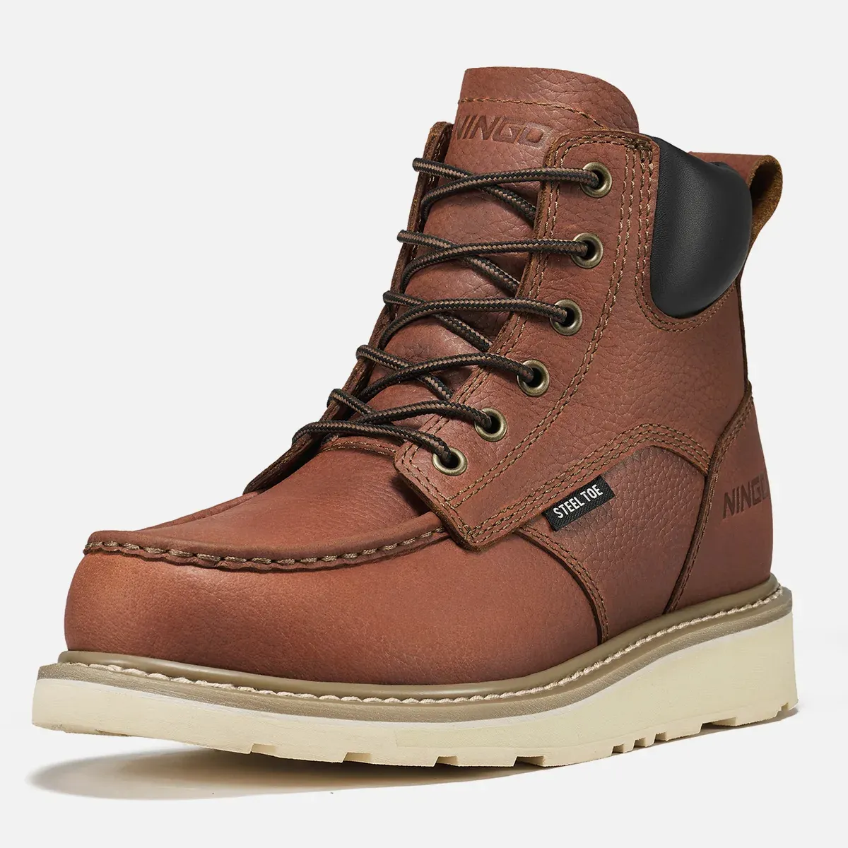 Men's Foundry Moc Toe Safety Work Boots Tan image1 Men's Foundry Moc Toe Safety Work Boots Tan image1