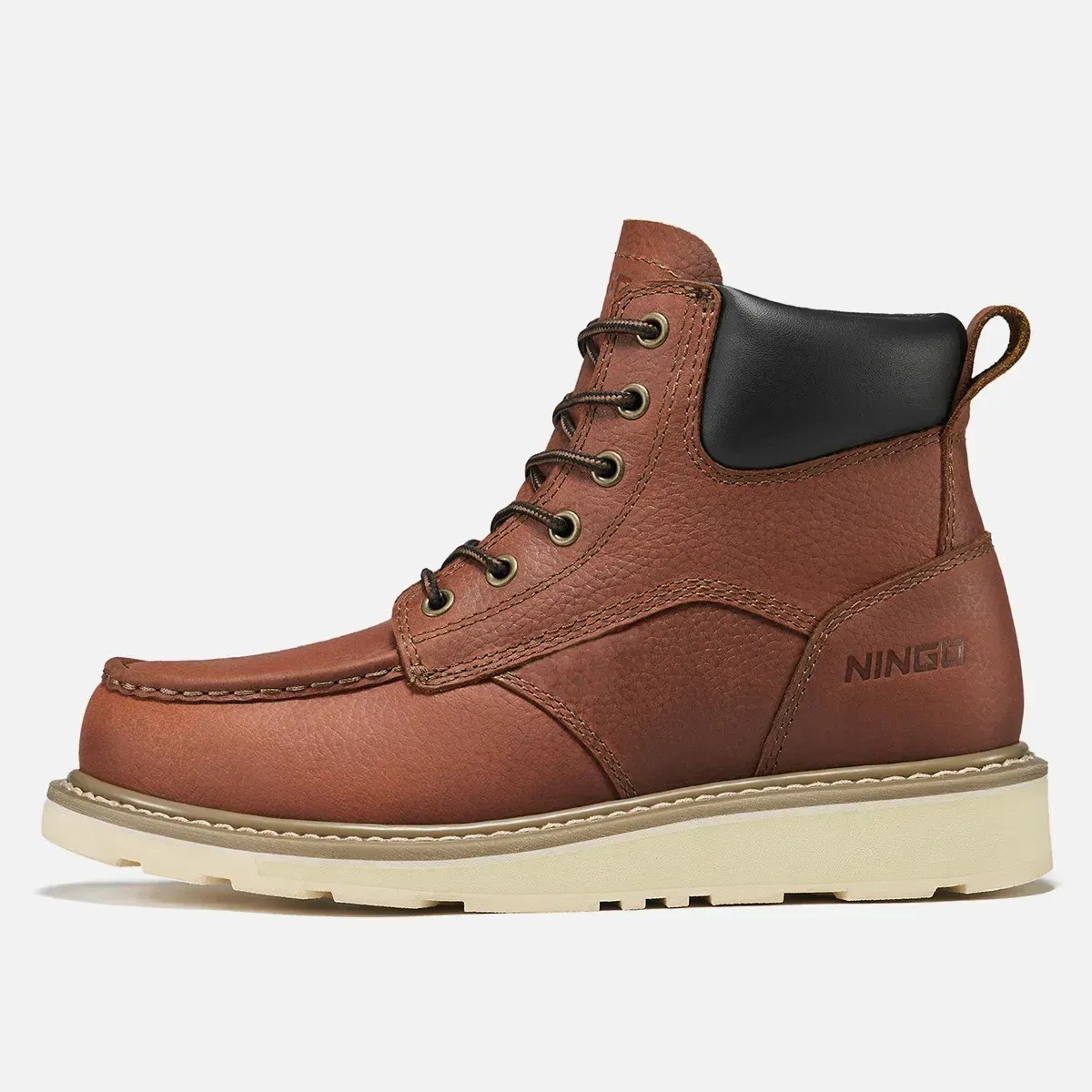 Men's Foundry Moc Toe Safety Work Boots Tan image2
