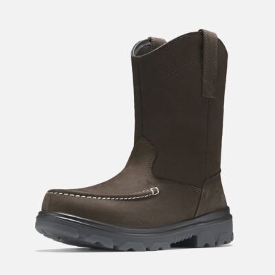 Men's Moc Toe Wellington Boots Brown Construction image1