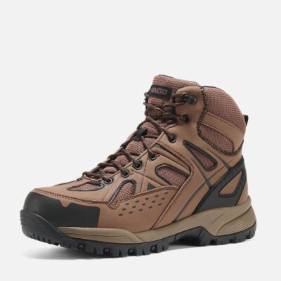 Men's Athletic Steel Toe Work Boots Brown Safety Toe image1