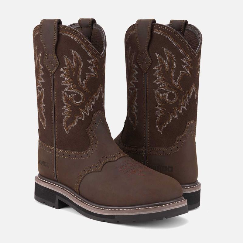 Men's Steel Toe Western Work Boots Brown image7 Men's Steel Toe Western Work Boots Brown image7