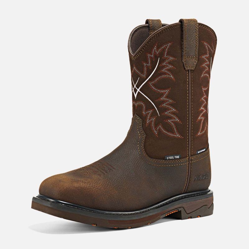 Men's Western Waterproof Steel Toe Boots Tan image1