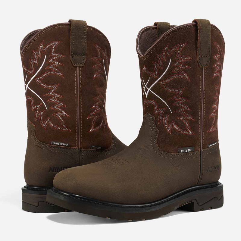 Men's Western Waterproof Steel Toe Boots Tan image7