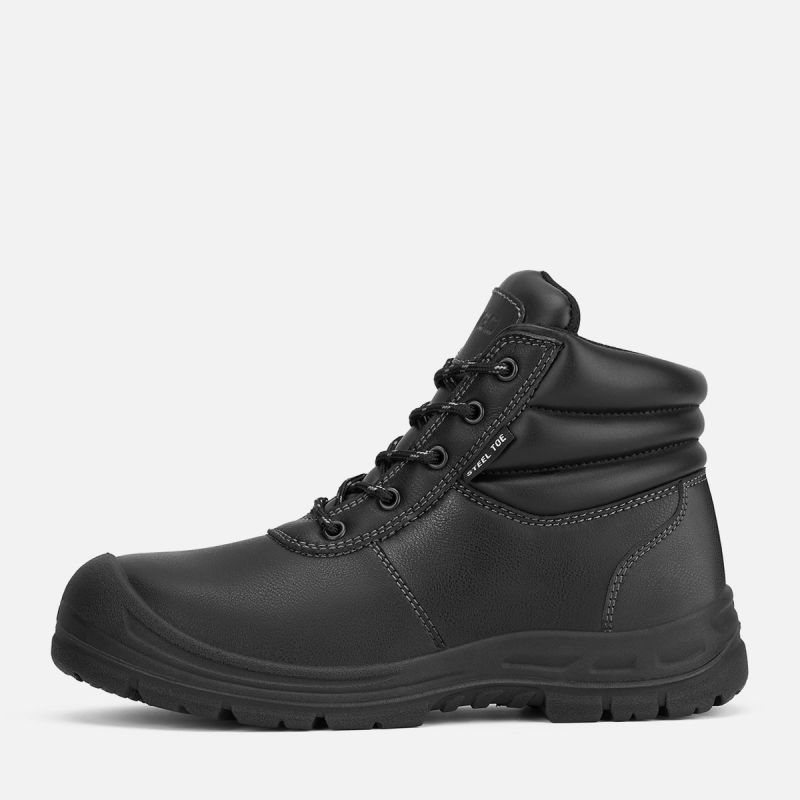 Men's Steel Toe Work Boots Black image2 Men's Steel Toe Work Boots Black image2